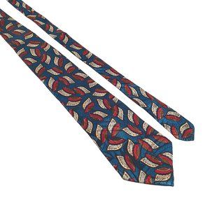 Geoffrey Beene Mens Necktie Designer Accessory Office Vintage Gift Blue Red